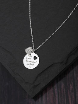 Carlton London - Carlton London-Silver-Toned Rhodium-Plated Heart-Shaped Necklace