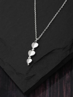 Carlton London - Carlton London-Silver-Toned Rhodium-Plated Heart-Shaped Necklace