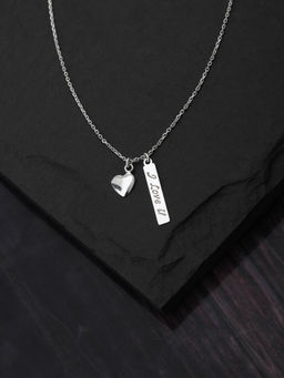 Carlton London - Carlton London-Silver-Toned Rhodium-Plated Heart-Shaped Necklace