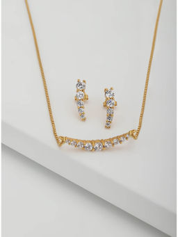 Carlton London - Carlton London-Gold-Plated CZ-Studded Jewellery Set
