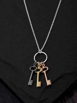 Carlton London - Carlton London-Gold Silver Rose Gold-Toned -Plated Keys Shaped Necklace