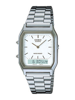 Casio - Vintage AQ-230A-7DHDF White Analog-Digital Dial Silver Stainless Steel Band Ad03