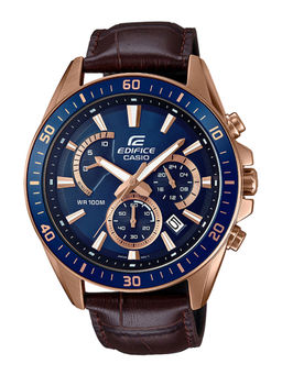 Casio - Edifice EFR-552GL-2AVUDF Blue Analog Dial Brown Leather Band Men'S Watch Ex358