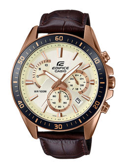 Casio - Edifice EFR-552GL-7AVUDF Beige Analog Dial Brown Leather Band Men'S Watch Ex359