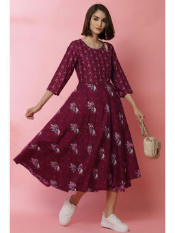 Biba - Wine Cotton Fusion Dress