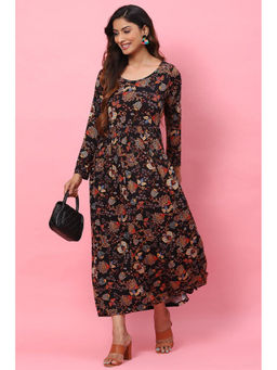 Biba - Black Straight Viscose Fusion Wear Dress