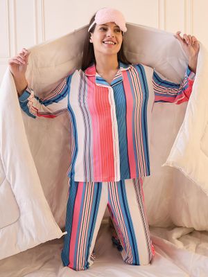 Sweet Dreams Blue Stripe Long PJs main image 1