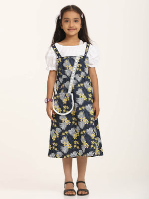 Zion Girls All Over Printed A line Casual Dress - Grey main image 1