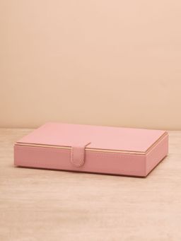Pure Home + Living - Pink Faux Leather Jewellery Box