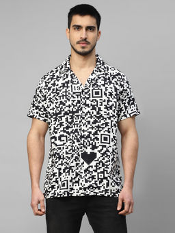 Royal Enfield - Qr Engineered Print Hs Casual Shirt-White
