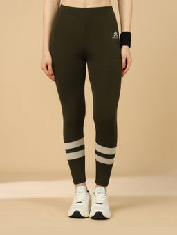 Off Limits - Olive Striped High Waist Tights