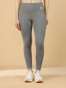 Off Limits - Grey Solid Mid Waist Tights