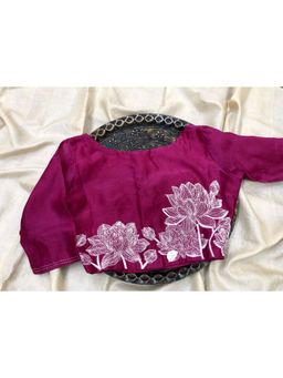 Palash - Magenta Hand Embroidered Chanderi Blouse