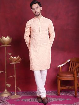 Jompers - Orange Chikankari Pure Cotton Kurta with Churidar