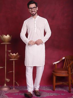 Jompers - White Chikankari Pure Cotton Kurta with Churidar