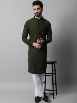 Jompers - Green Men's Embroiderd Kurta and Pyjama