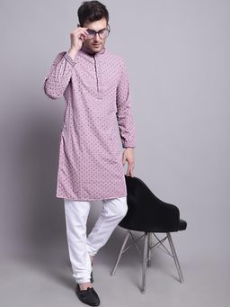 Jompers - Men Purple Embroidered and Sequence Kurta with Churidar