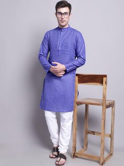 Jompers - Blue Men's Self Design Pure Cotton Kurta With Churidar
