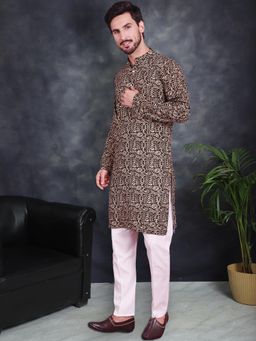 Jompers - Olive Men's Digital Printed Kurta with Pyjama