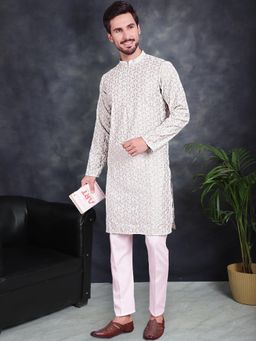 Jompers - Green Men's Chikankari Embroidered Kurta and Pyjama