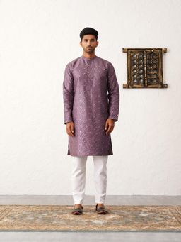 Jompers - Lavender Men's Embroidered Mirror Work Kurta and Pyjama
