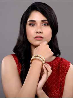 Saraf RS Jewellery - A Pair of 2 Gold Toned Intricate Design Bangle Bracelet