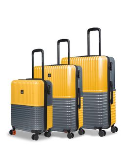 Nasher Miles - Istanbul Hard-Sided Abs & Pc Luggage Yellow & Grey Trolley Bags (Pack of 3)