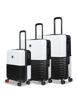 Nasher Miles - Istanbul Hard-Sided Abs & Pc Luggage Black & White Trolley Bags (Pack of 3)