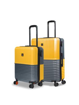 Nasher Miles - Istanbul Hard-Sided Abs & Pc Luggage Yellow & Grey Trolley Bags (Pack of 2)