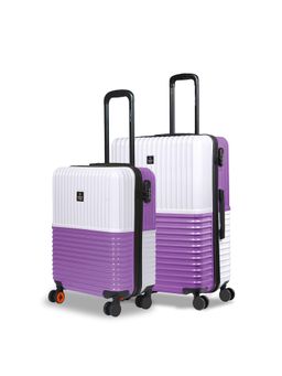 Nasher Miles - Istanbul Hard-Sided Abs & Pc Luggage White & Purple Trolley Bags (Pack of 2)