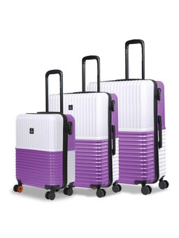 Nasher Miles - Istanbul Hard-Sided Abs & Pc White & Purple Trolley Bags (Pack of 3)