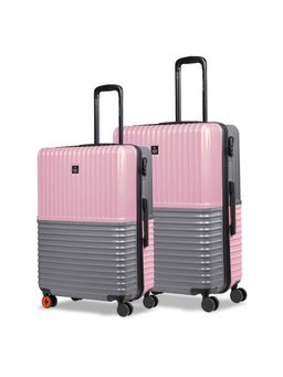 Nasher Miles - Istanbul Hard-Sided Abs & Pc Luggage Pink & Grey Trolley Bags (Pack of 2)