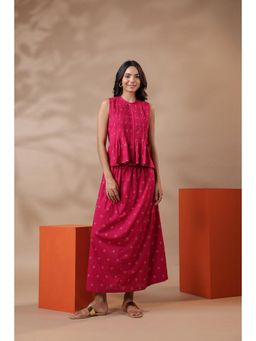 Gahan - Pink Bandhej Cotton Skirt Co-Ord Set