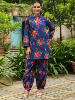 Gahan - Blue Printed Ethnic Co-Ord Set