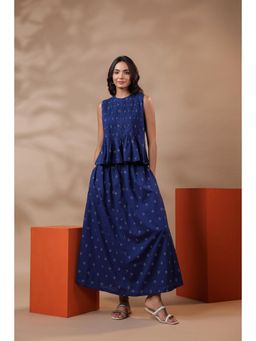 Gahan - Blue Bandhej Cotton Skirt Co-Ord Set