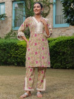 Gahan - Boho Printed Mirror Lace for Festival Wear Co-Ord Set