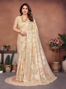 Gahan - Cream Cotton Silk Saree with Unstitched Blouse