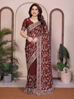 Gahan - Maroon Clr Rangoli Silk Saree with Unstitched Blouse