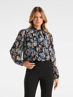 Forever New - Black Harper High Neck Blouse