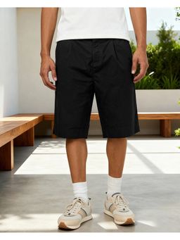 Bewakoof - Men Black Cotton Linen Blend Shorts