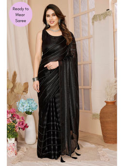 VAIRAGEE - Bombay Black Embroidered Work Ready To Wear Saree with Unstitched Blouse