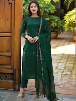 Gahan - Womens Plus Size Green Rayon Blend Printed Straight Kurta and Pant with Dupatta