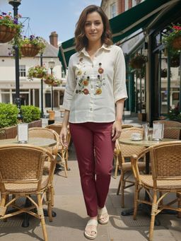 Gahan - Womens Cream Khadi Cotton Shirt