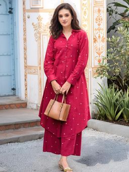 Gahan - Womens Maroon Rayon Blend Printed Straight Kurta with Palazzo
