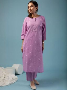 Gahan - Womens Plus Size Purple Rayon Blend Printed Straight Kurta with Pant