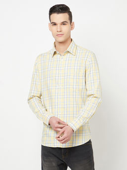 CRIMSOUNE CLUB - Men Yellow Checked Shirt