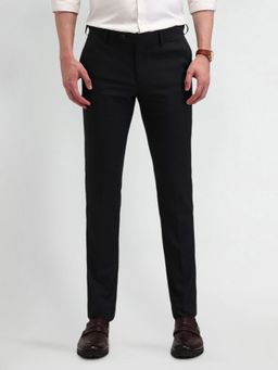 Arrow - Solid Black Polyester Trouser