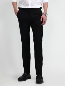 Arrow - Solid Black Polyester Trouser