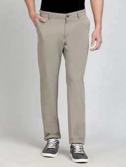 JadeBlue - Beige Blended Solid Casual Trouser