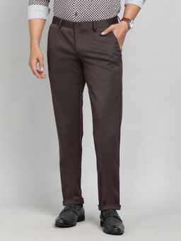 Greenfibre - Coffee Brown Blended Textured Club Wear Trouser
